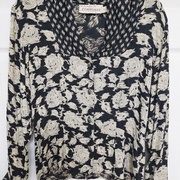 COMPONIX. Floral Print. Button Down. Collared. Geometric Print. Size: 6 - Picture 2 of 4